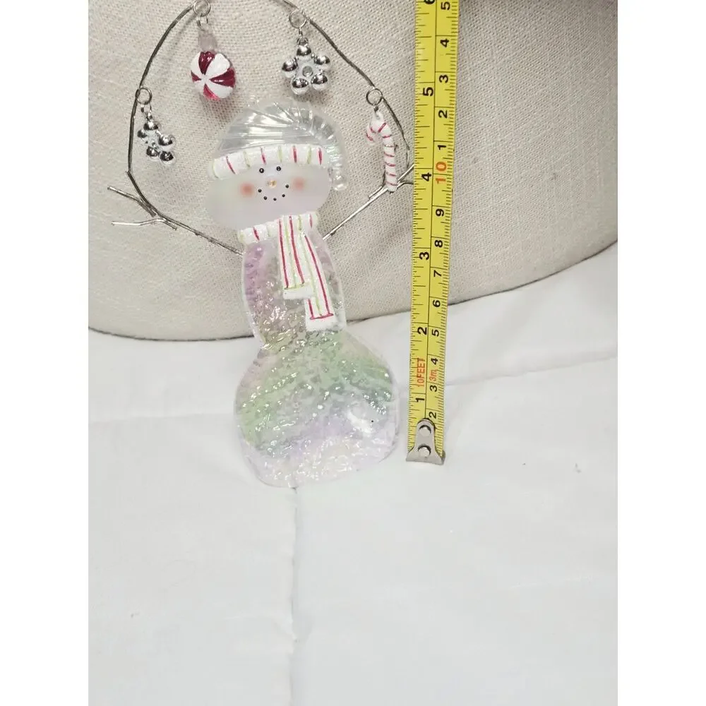 Vintage Dept 56 Snowman Ornament Christmas Decor Holiday Garland Iridescent